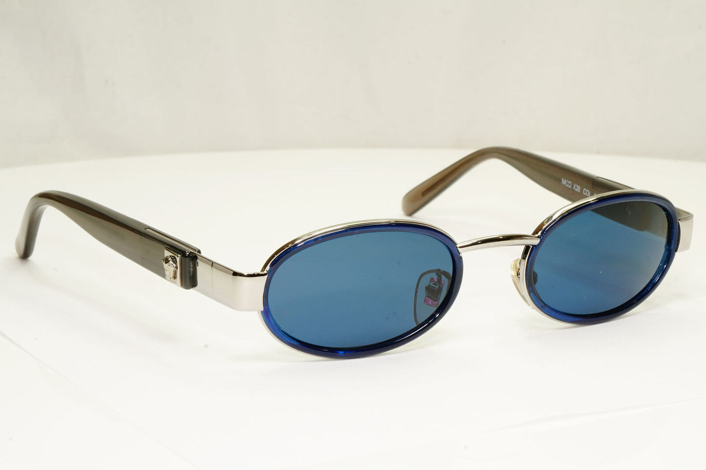 Gianni Versace 1996 Vintage Oval Blue Silver Medusa Sunglasses MOD X28 COL A35