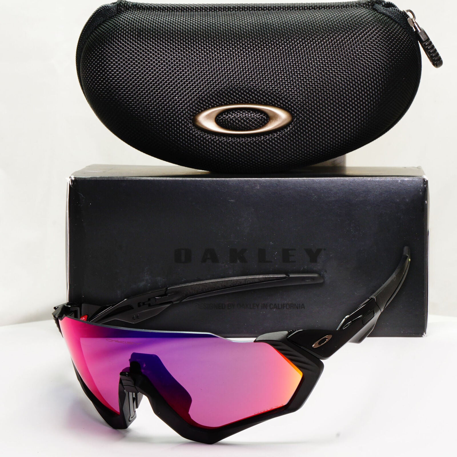 Oakley Flight Jacket Sunglasses Red Mirror Orange Black Prizm Road OO 9401 0137