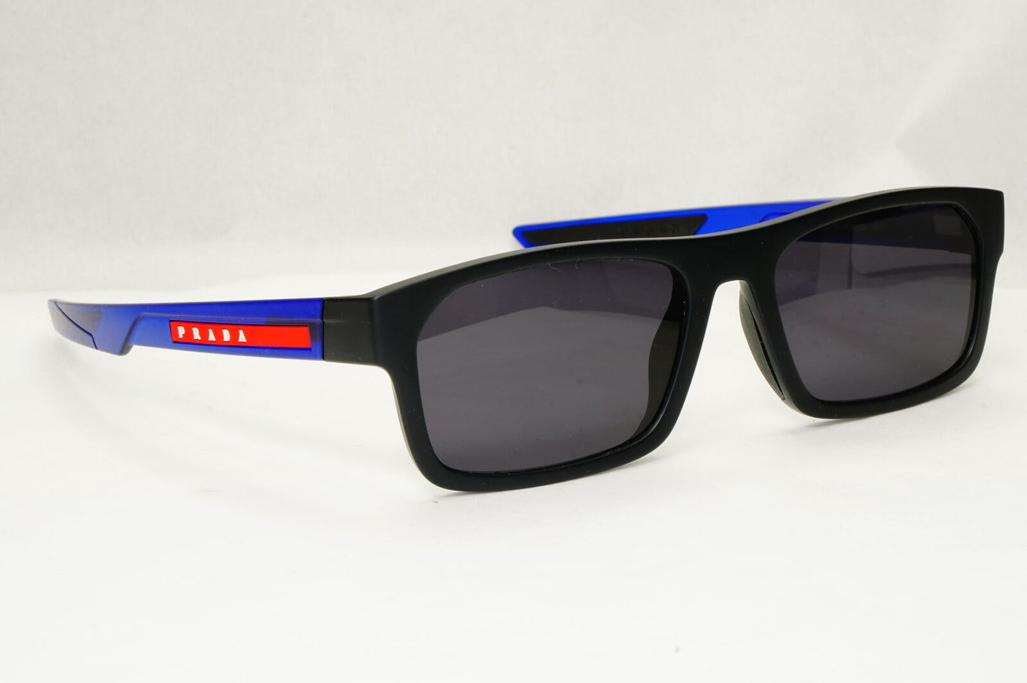 Prada Sunglasses Black Blue Square Rectangle PS08OV VPS 08O 15C-1O1 55mm 080623