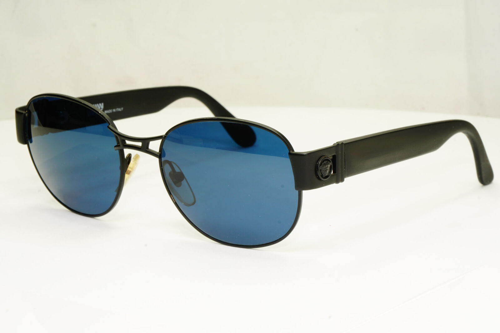 Gianni Versace 1996 Vintage Mens Black Blue Metal Sunglasses MOD S47 COL 028