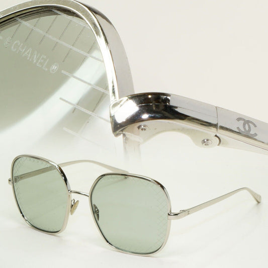 Chanel Sunglasses Silver Square Grey Metal Large 4252 c.124/87 57mm