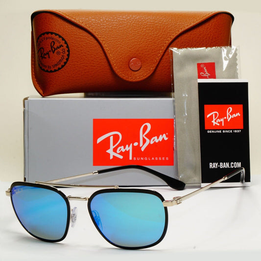 Ray-Ban Sunglasses Chromance Polarised Mirror Black Blue Silver RB 3708 9144/4L