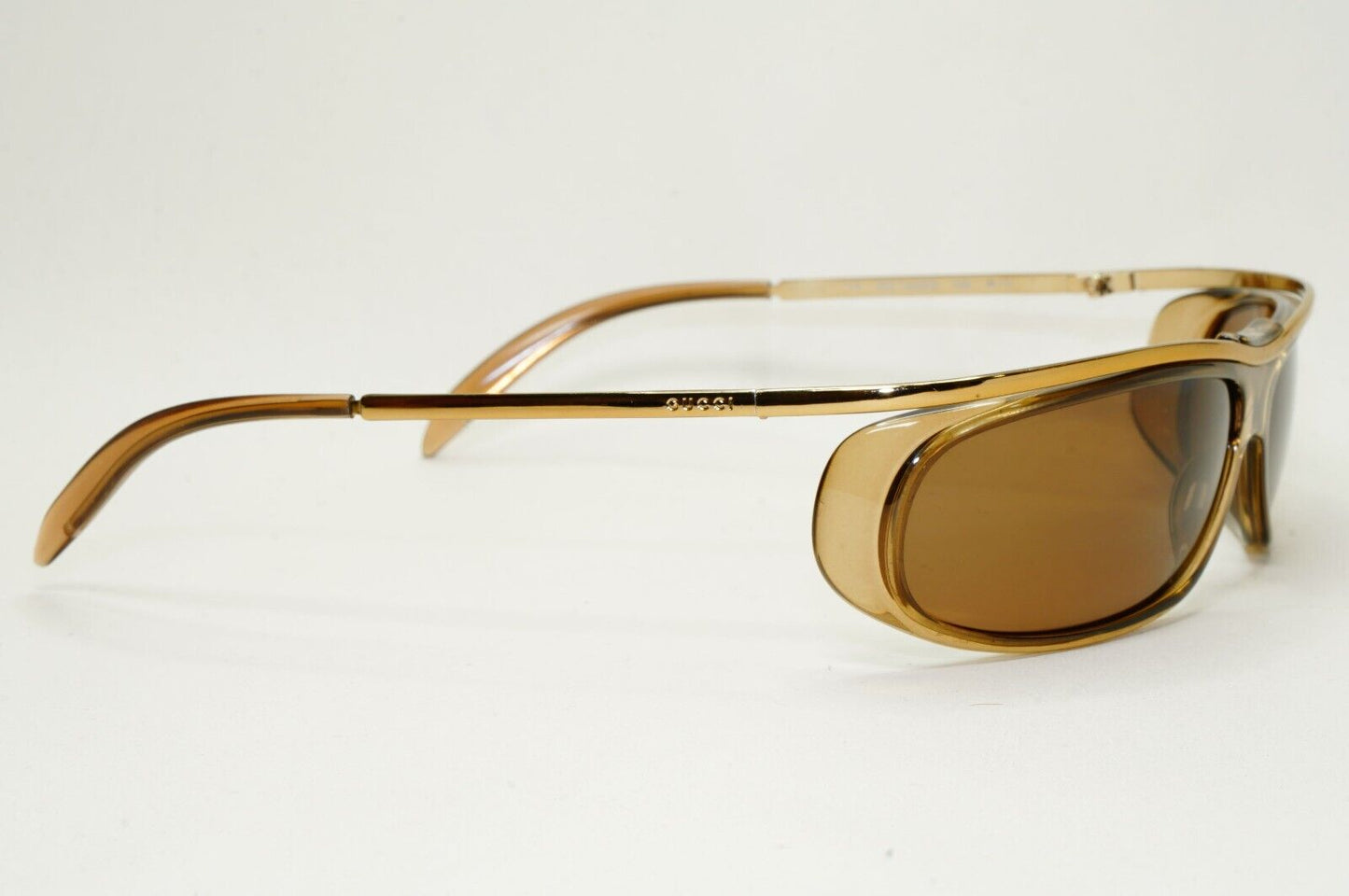 Gucci Sunglasses 1997 Vintage Wrap Gold Bronze Honey Brown GG 1423/S 438 011124