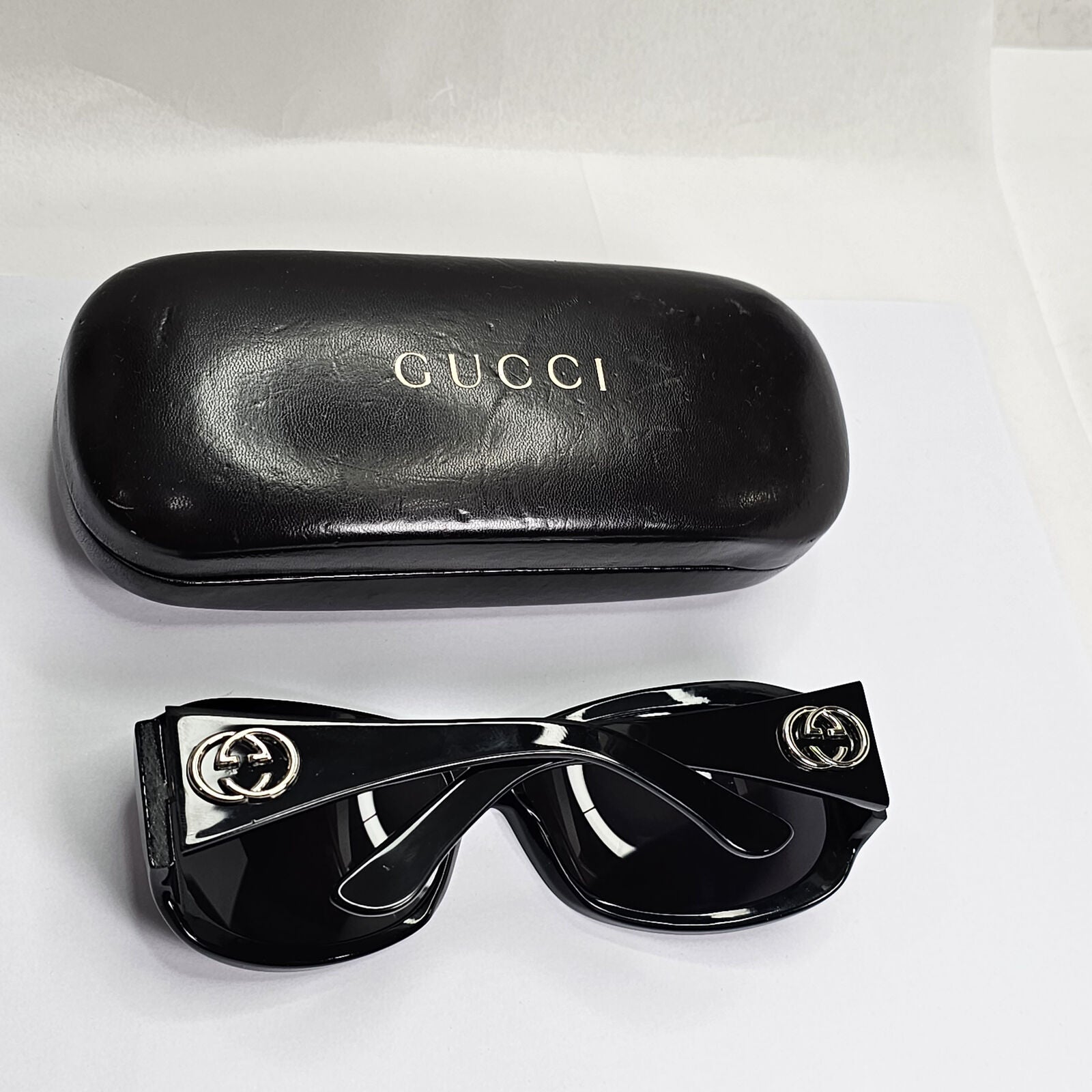 Gucci Sunglasses 2007 Vintag Black Silver Square Glossy GG 2966/S 807Y2 190224