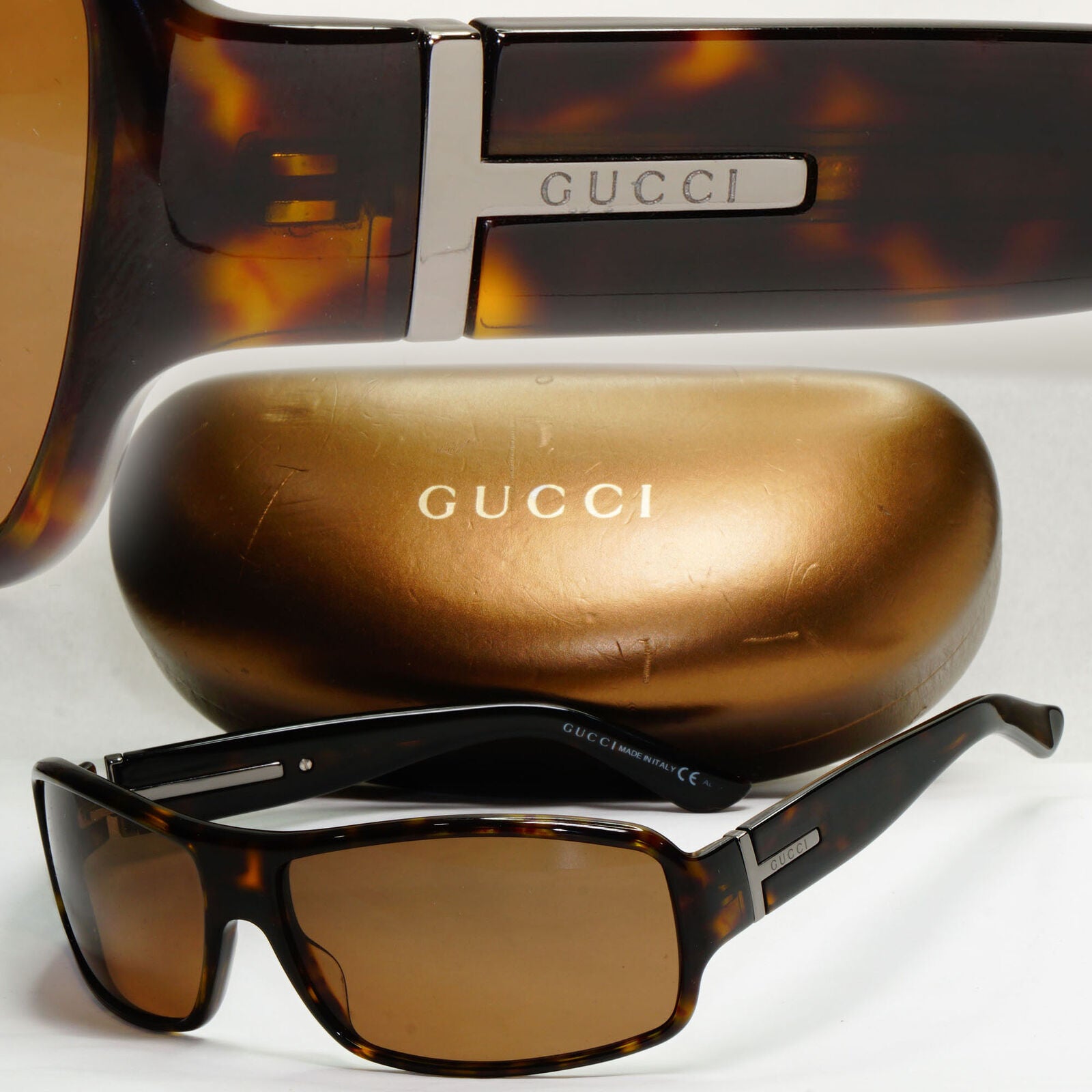 Gucci Sunglasses 2000 Vintage Brown Tortoise Wrap Square GG 1619/S 086X7 180124