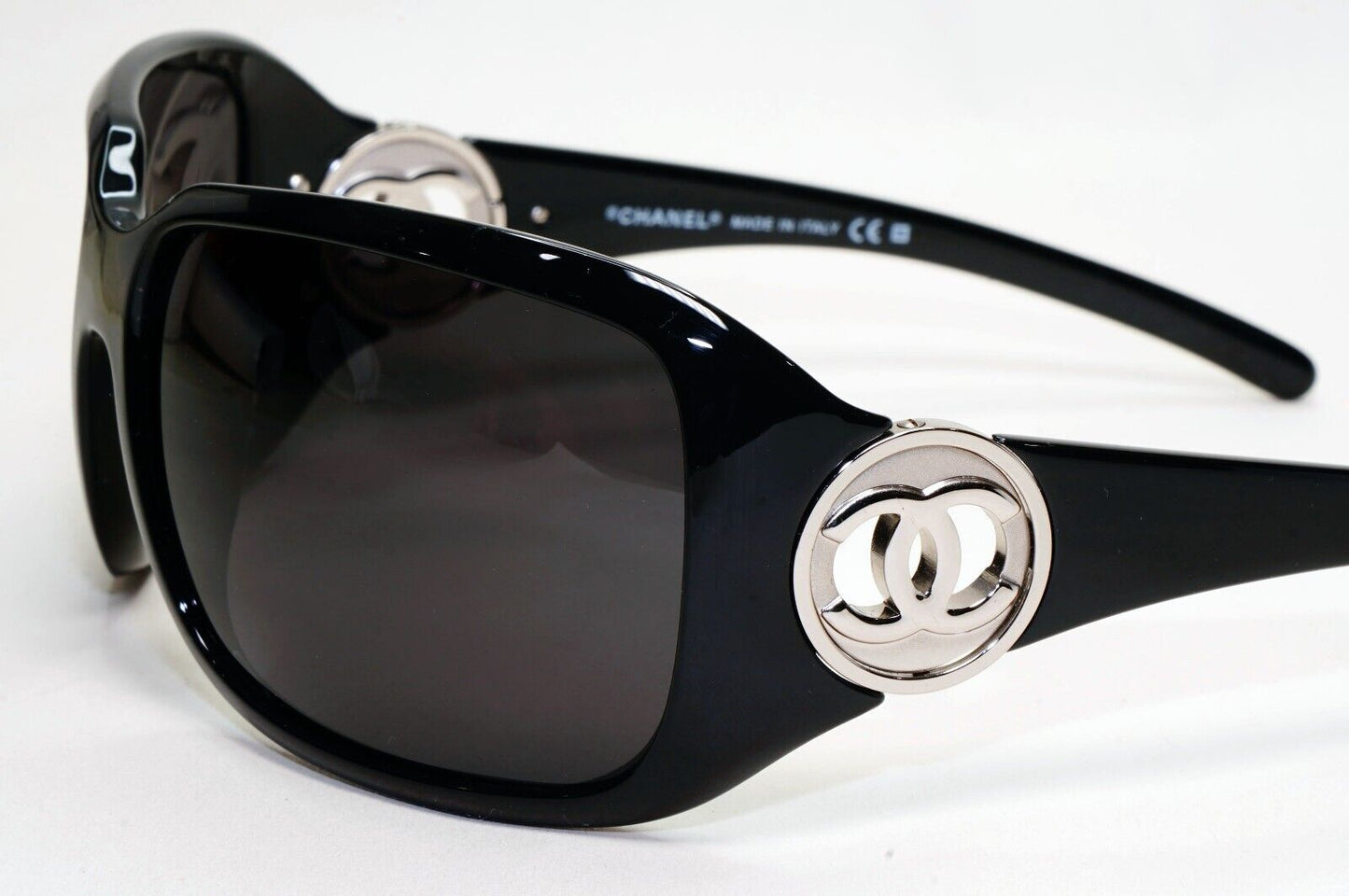 Chanel Sunglasses 2010 Vintage Black Wrap Silver 6023 c.501/87 65mm 280924