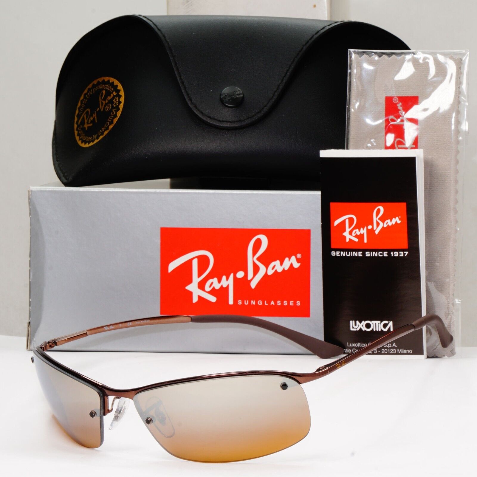 Ray-Ban Sunglasses 2011 Polarized Brown Mirror Wrap Top Bar RB 3183 014/84 [A]