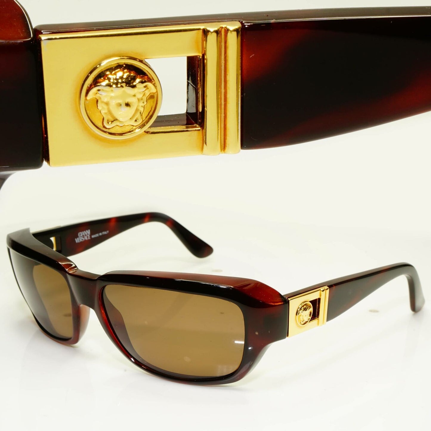 Gianni Versace 1996 Mens Vintage Brown Gold Medusa Sunglasses MOD 412/A COL 900