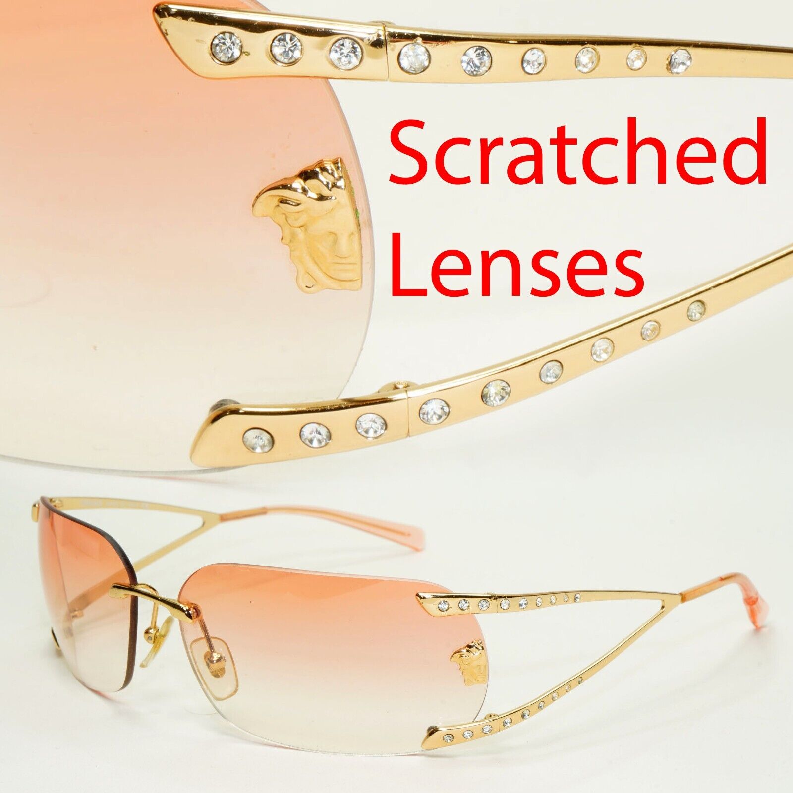 Versace Sunglasses 2004 Vintage Rimless Gold Medusa MOD N86-H N30/536 280924