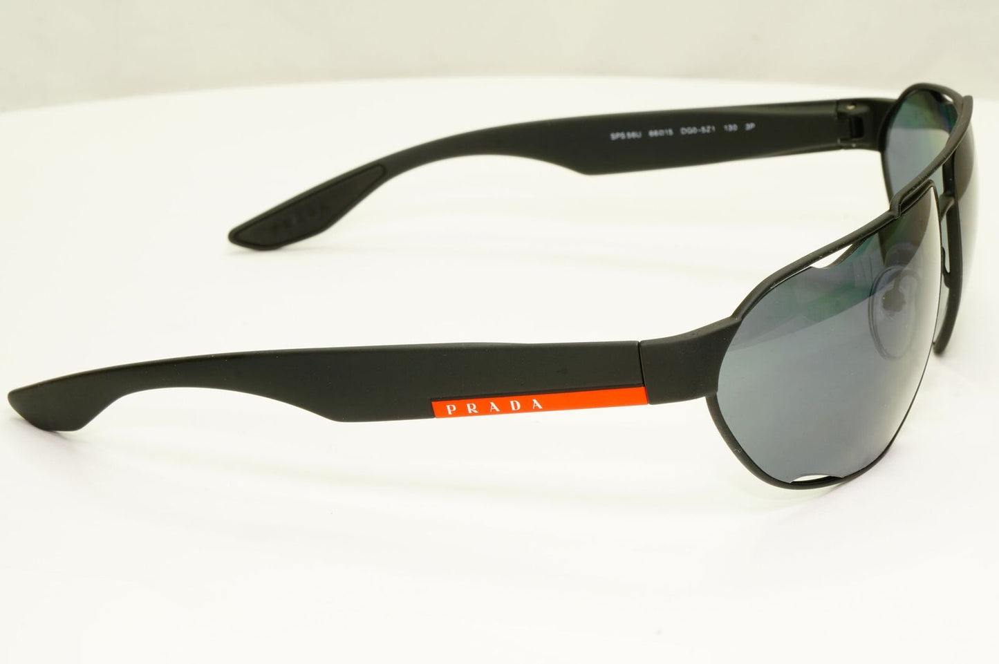 Prada Polarised Black Sunglasses Wrap Grey Pilot Mens PS56US SPS 56U DG0-5Z1