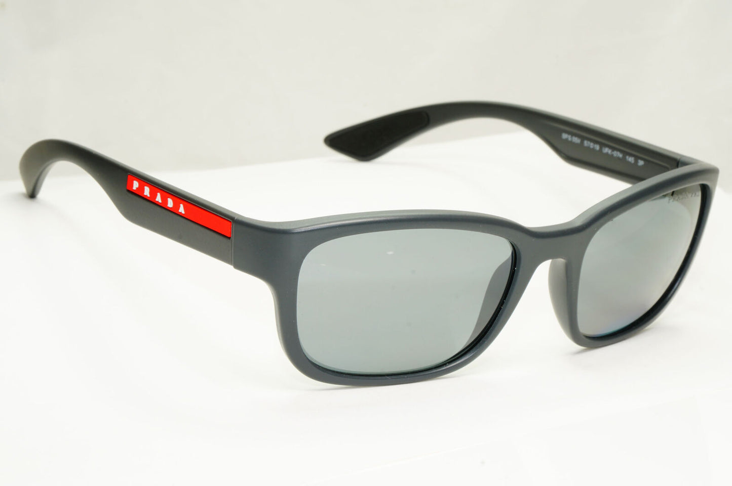 Prada Polarised Mirror Sunglasses Grey Rubber Red Stripe PS05VS SPS 05V UFK-07H