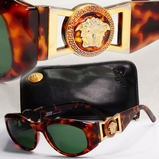 Gianni Versace Sunglasses 1996 Vintage Brown Gold MOD 424/M CO 869 Biggie 130224