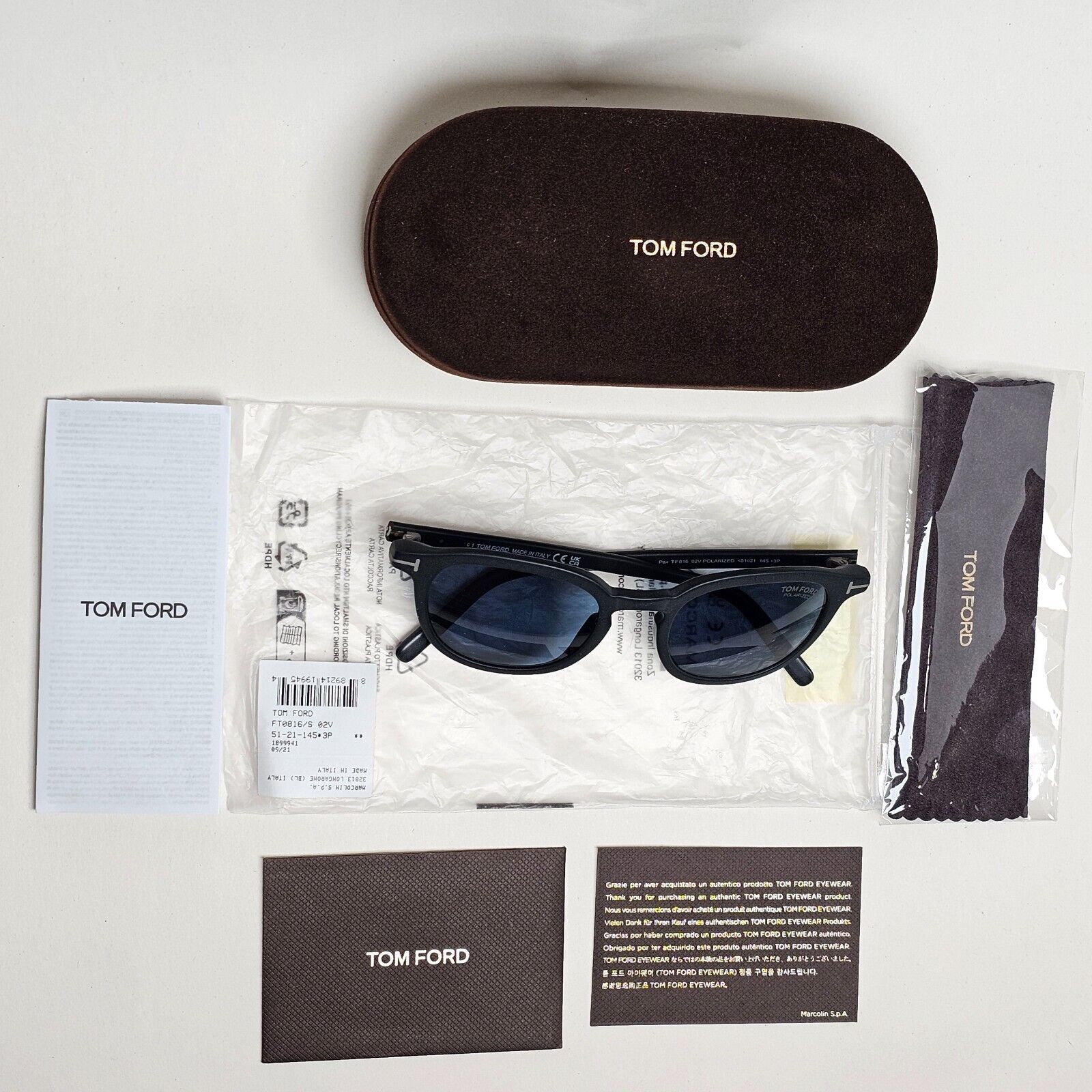 Tom Ford Sunglasses Pax Black Matte Blue Square FT0816 TF 816 02V 51mm