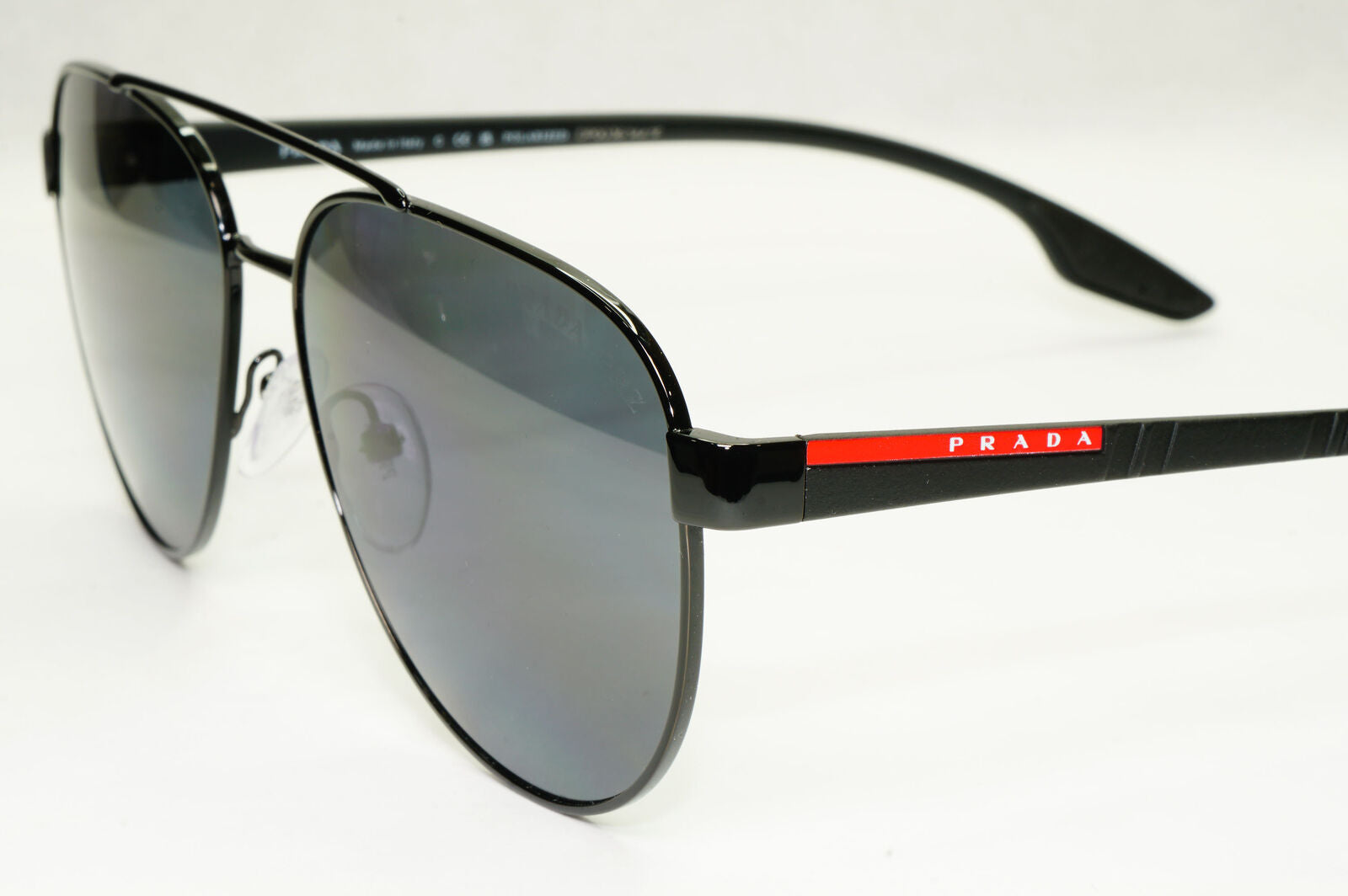 Prada Polarized Sunglasses Black Grey Metal Pilot PS54TS SPS 54T 1AB-5Z1 61mm