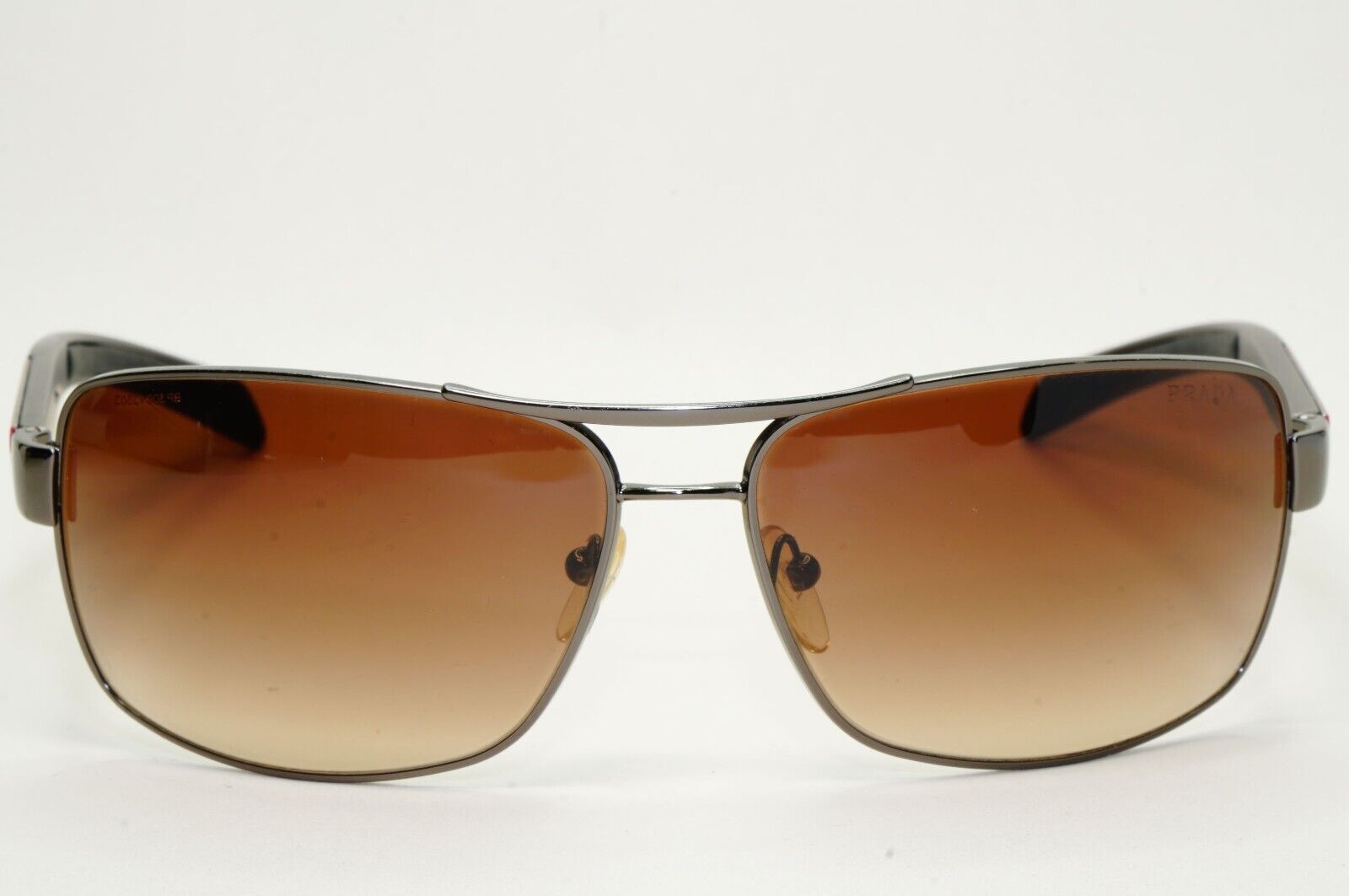 Prada Sunglasses Gunmetal Brown Wrap Navigator PS54IS SPS 54I 5AV-6S1 120824