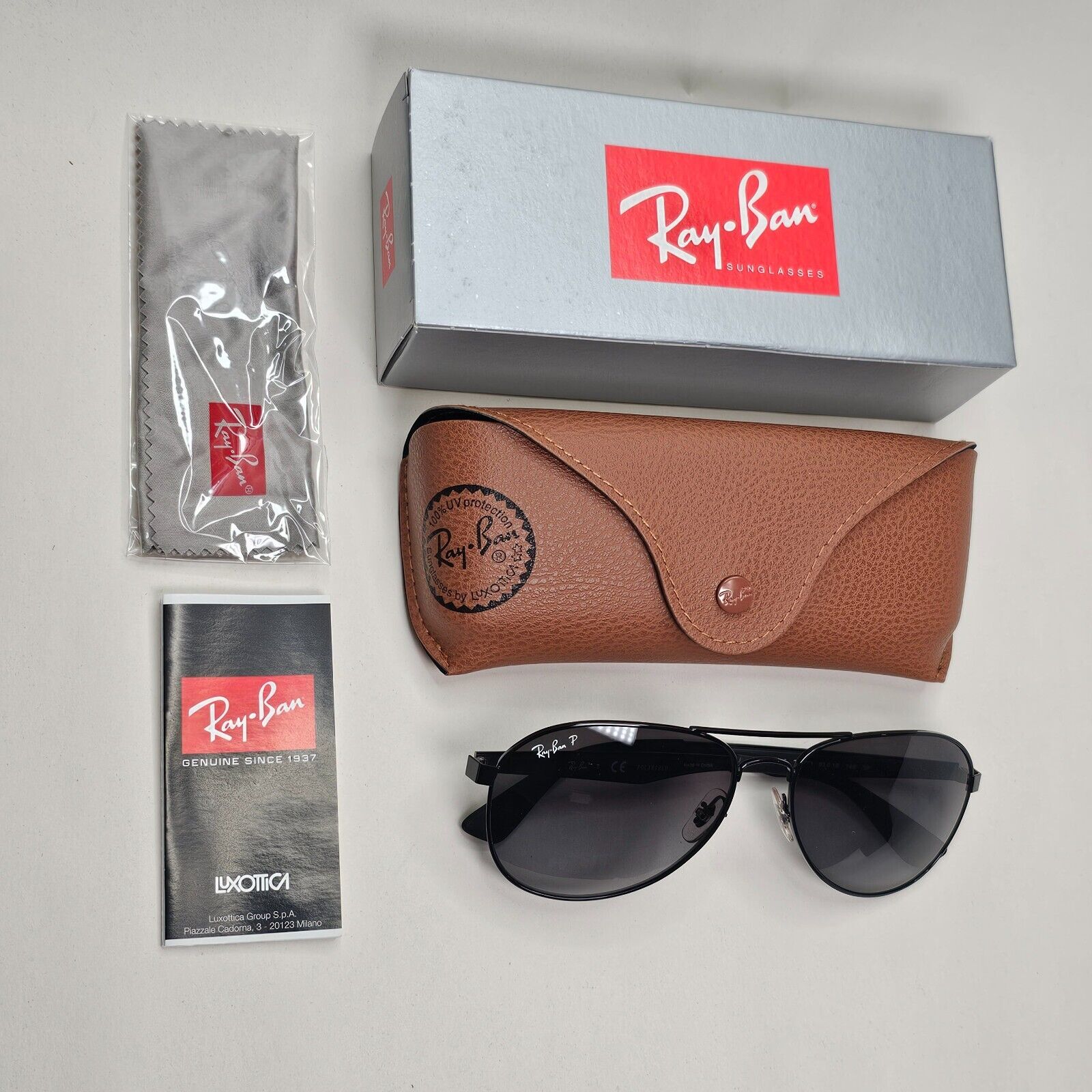 Ray-Ban Sunglasses Polarized Pilot Black Dark Grey Gradient RB 3549 002/T3 61mm