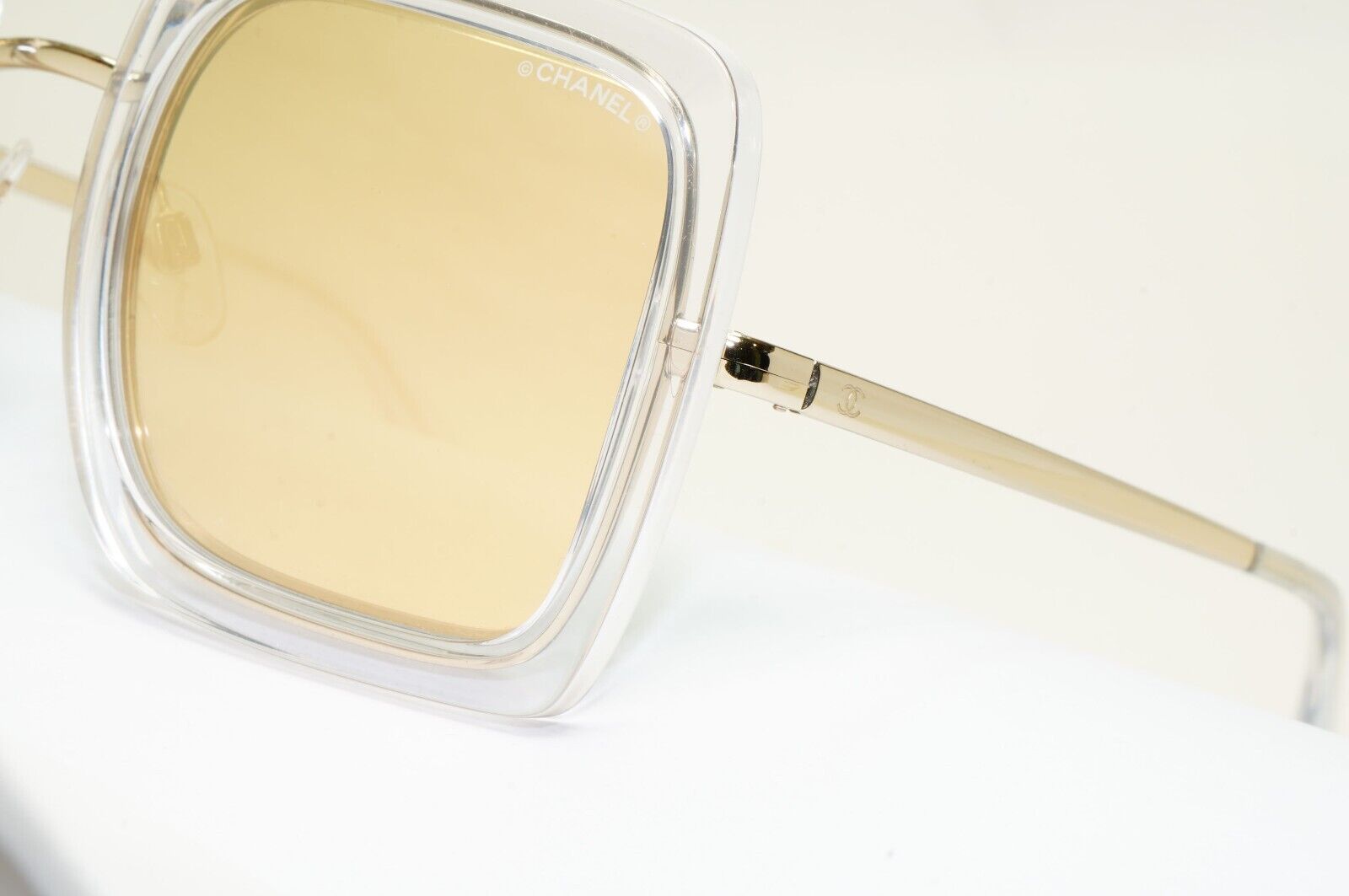 Chanel Sunglasses Square Gold Mirror Transparent Frame 4240 c.660/T6 50mm