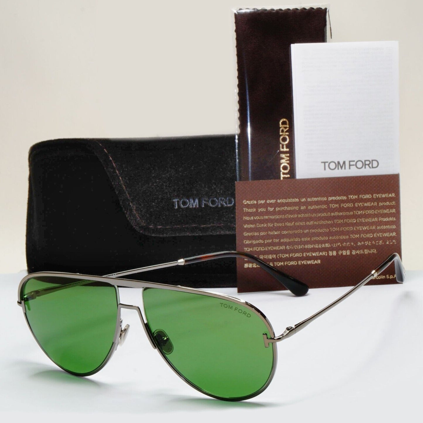 Tom Ford Sunglasses Theo Gunmetal Green Metal Pilot FT0924 TF 924 12N 60mm