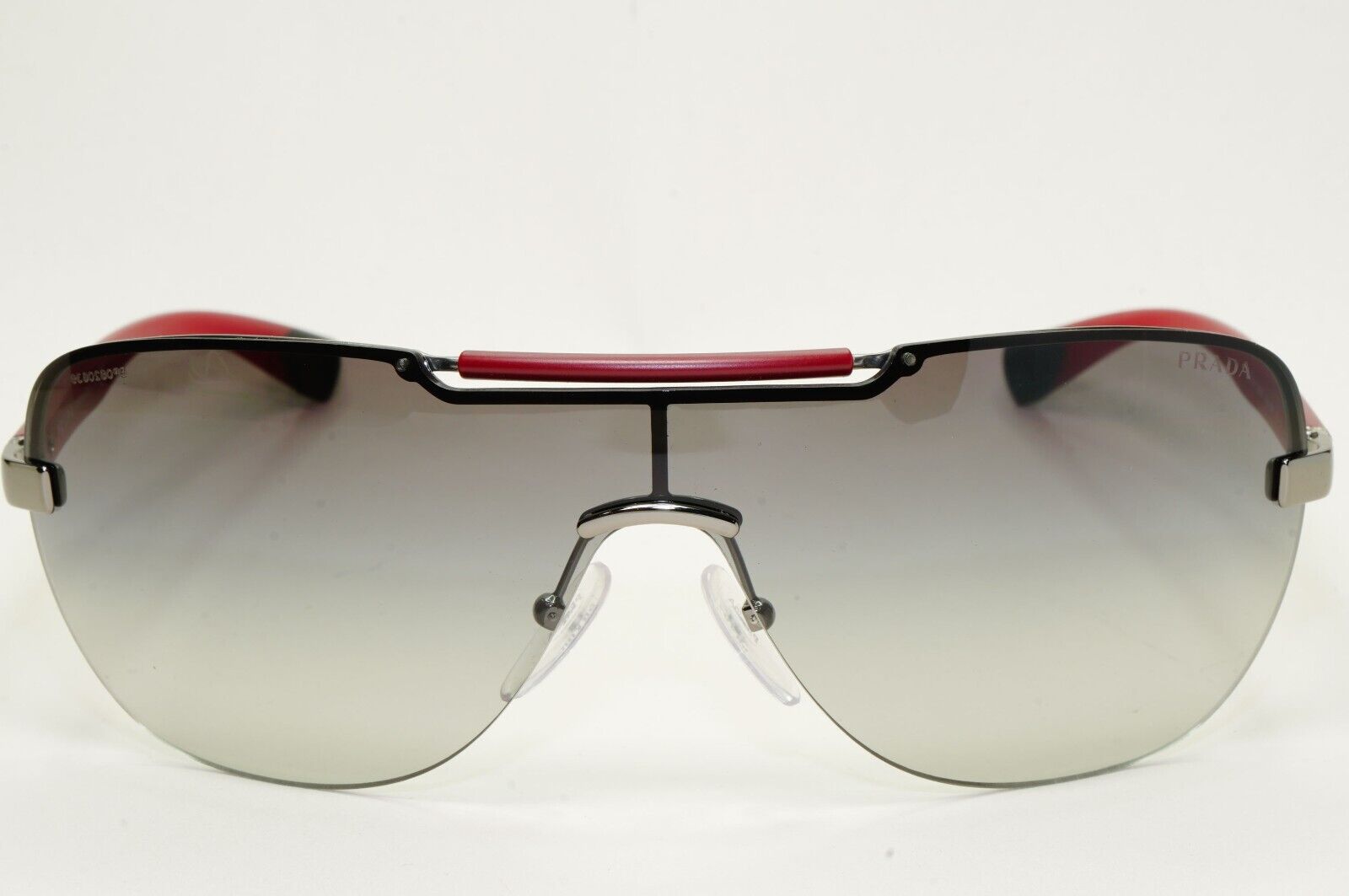 Prada Sunglasses 2007 Vintage Sield Wrap Red Grey PS52NS SPS 52N 5AV-3M1 120824