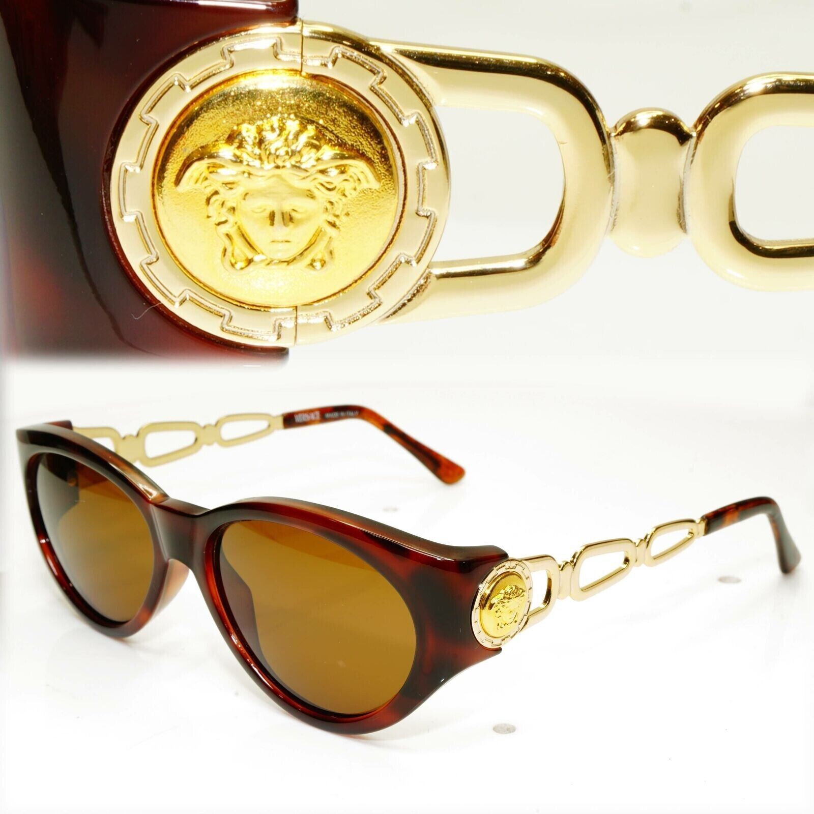 Gianni Versace Sunglasses 1996 Vintage Brown Gold Medusa Brown MOD 490 COL 900