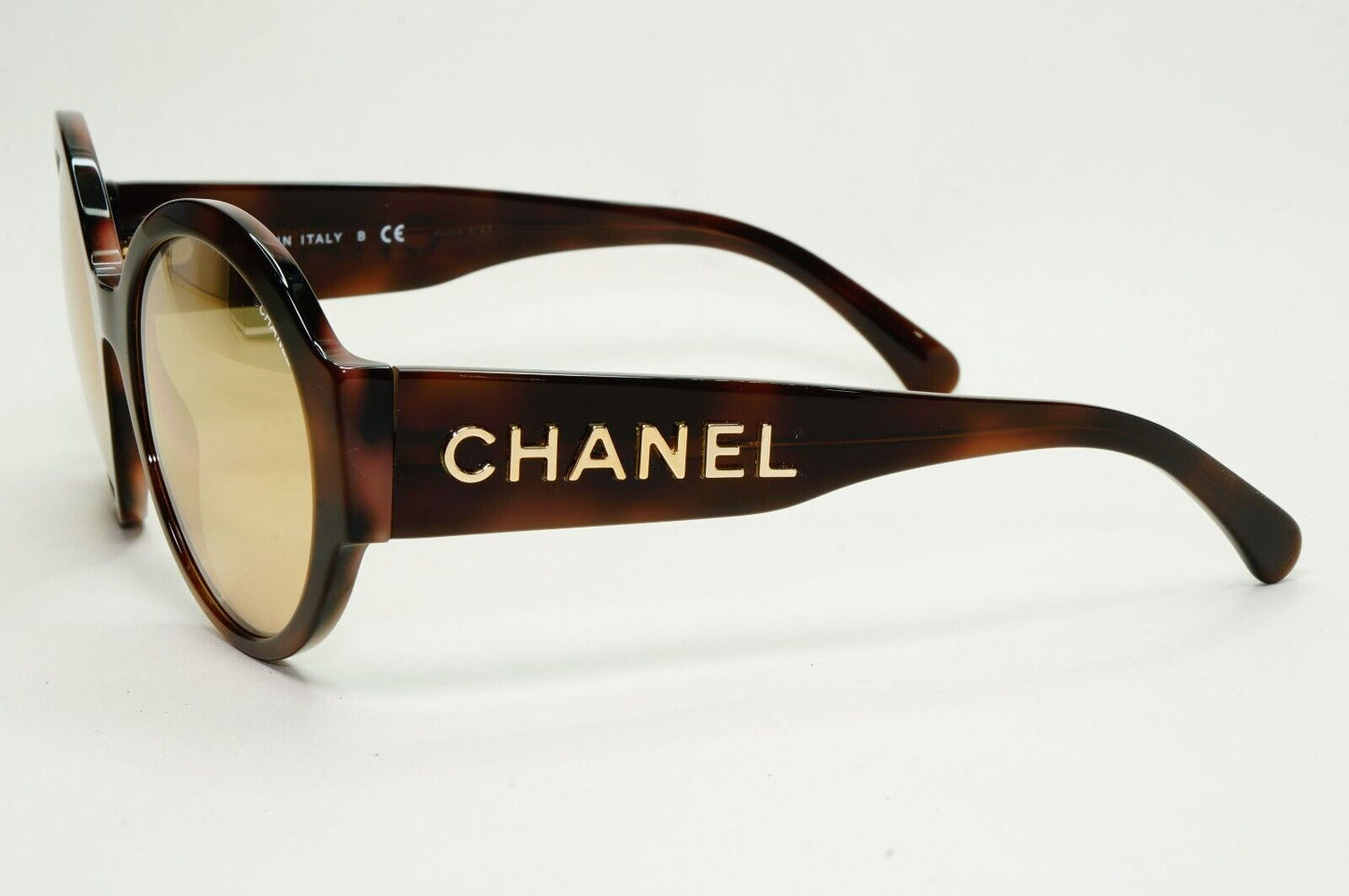 Chanel Sunglasses Gold Letters Brown Tortoise Round Mirror 5410 c.1661/T6 54mm