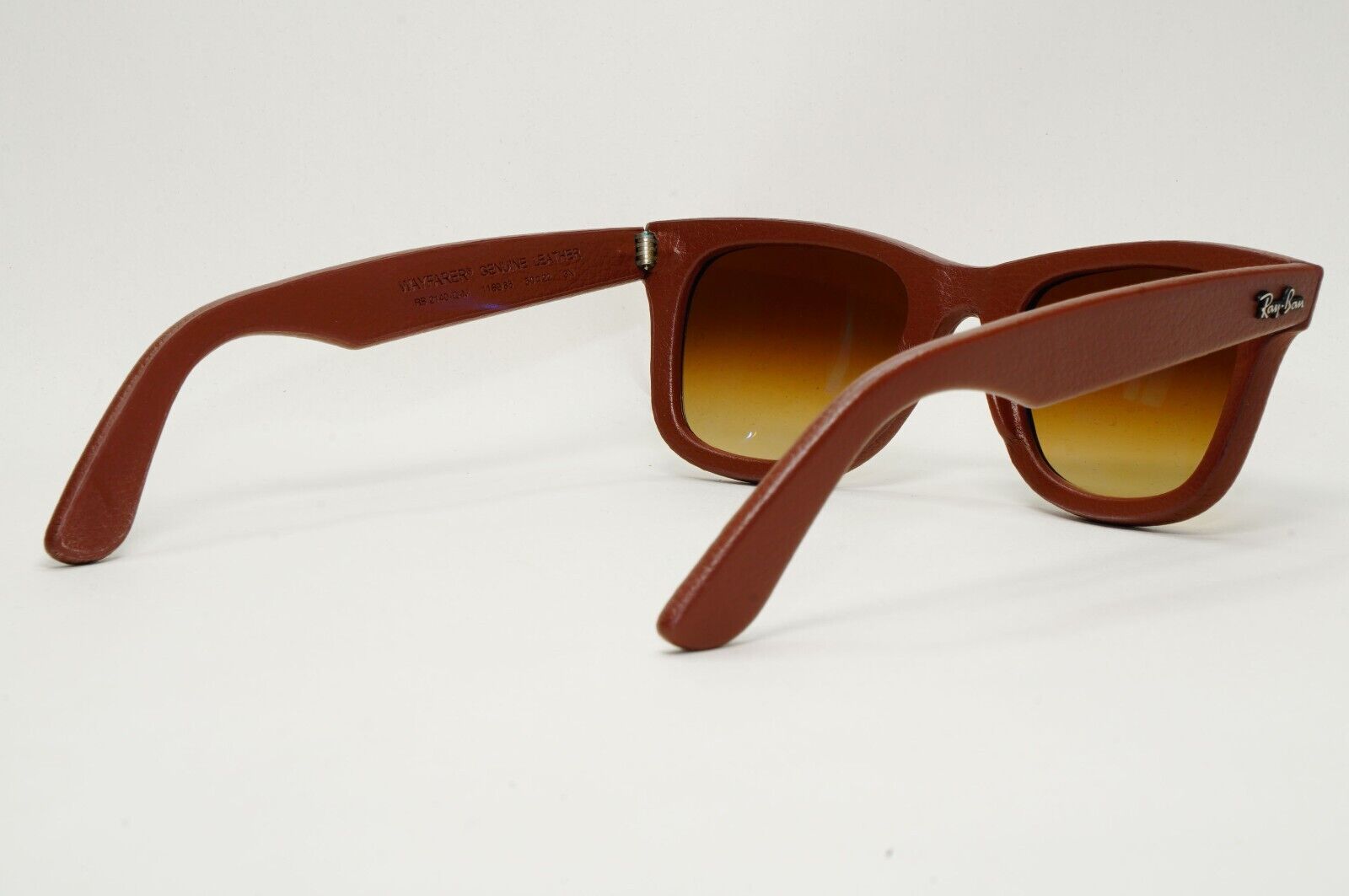 Ray-Ban Sunglasses Leather Wayfarer Year 2013 Rare Brown RB 2140-Q-M 1169/85