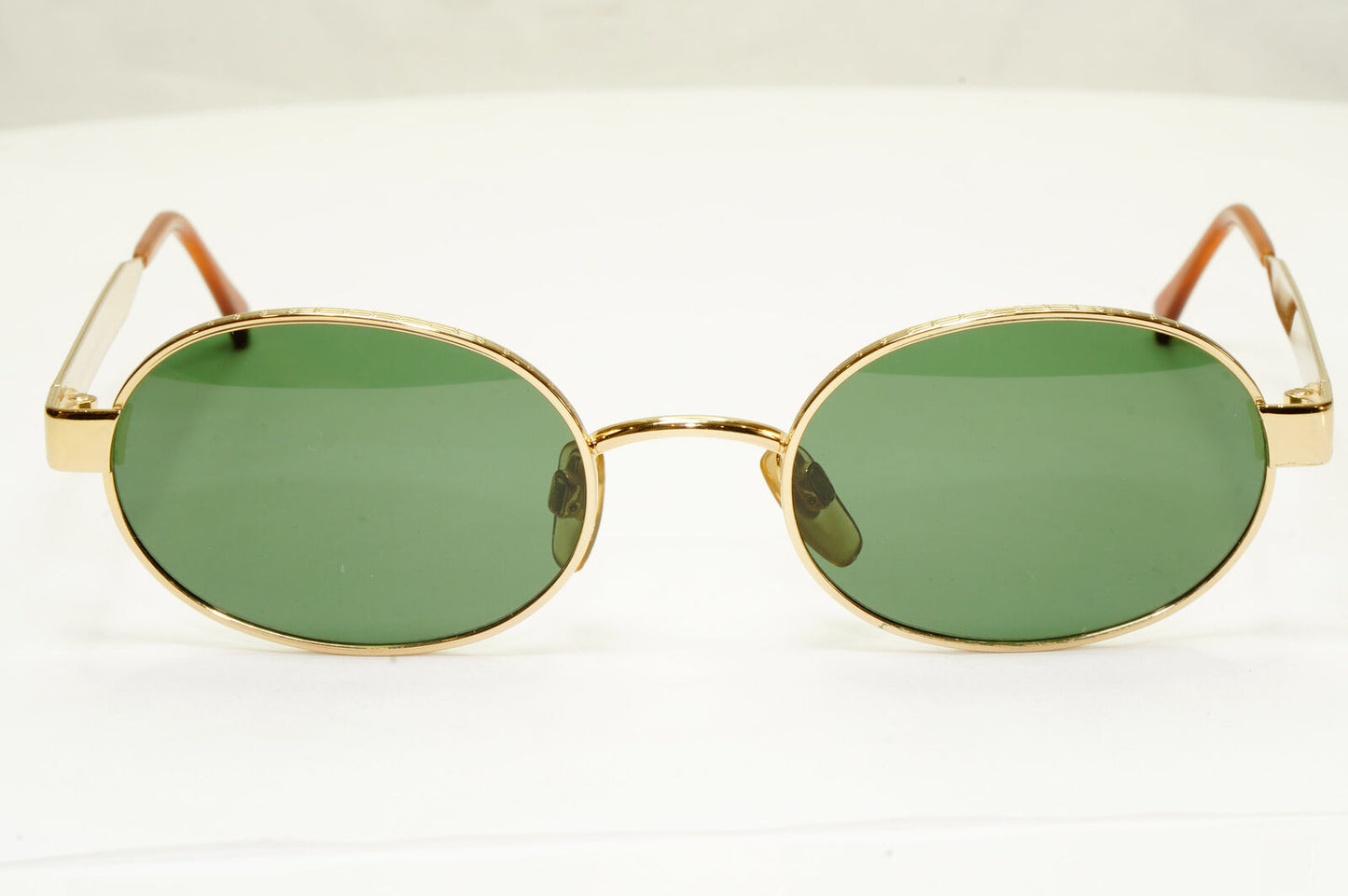 Emporio Armani 1997 Vintage Metal Sunglasses Green Oval Gold Eagle 066-S 743