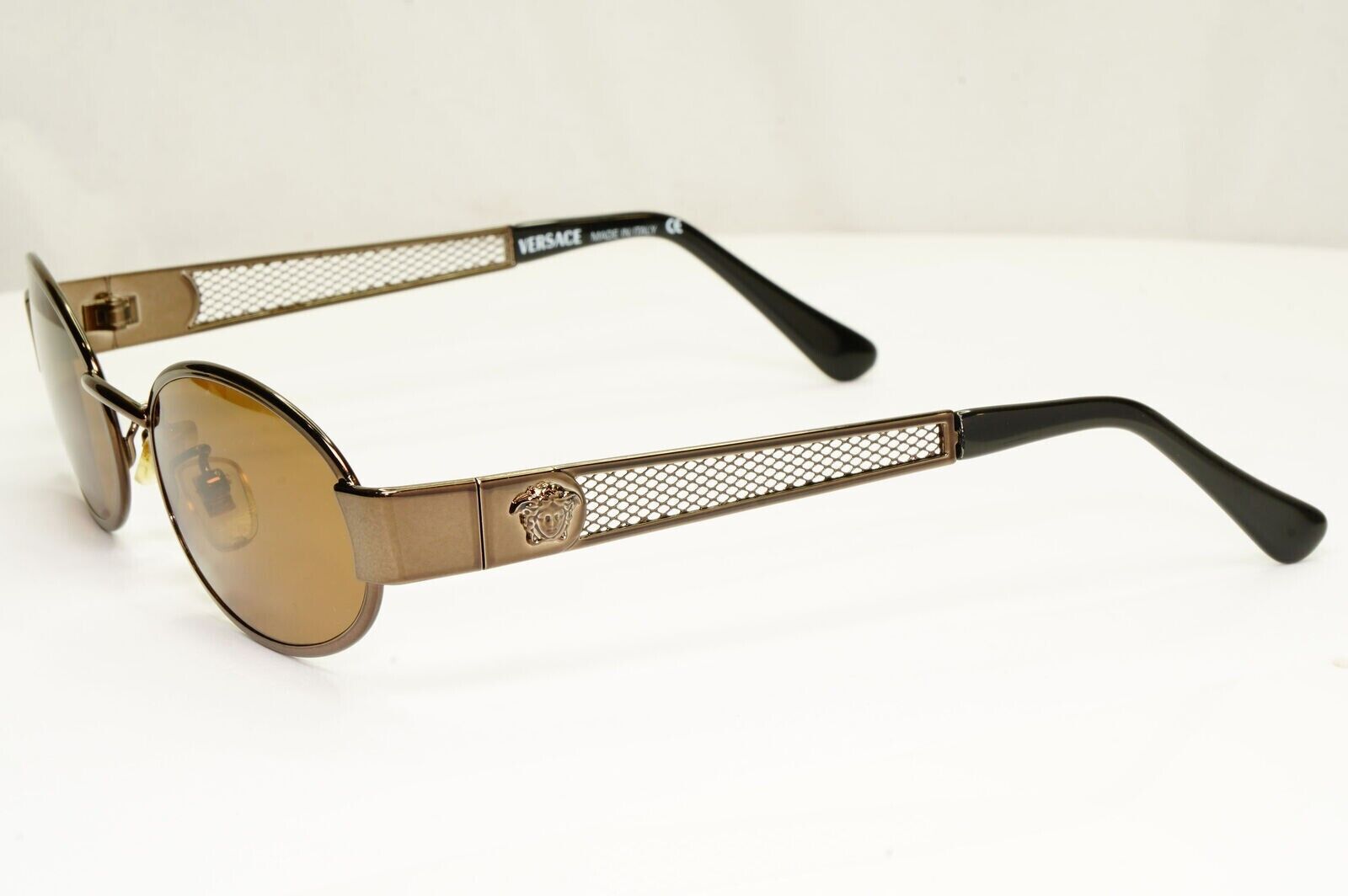 Gianni Versace 1996 Vintage Metal Mesh Brown Medusa Sunglasses MOD X21 COL 62M