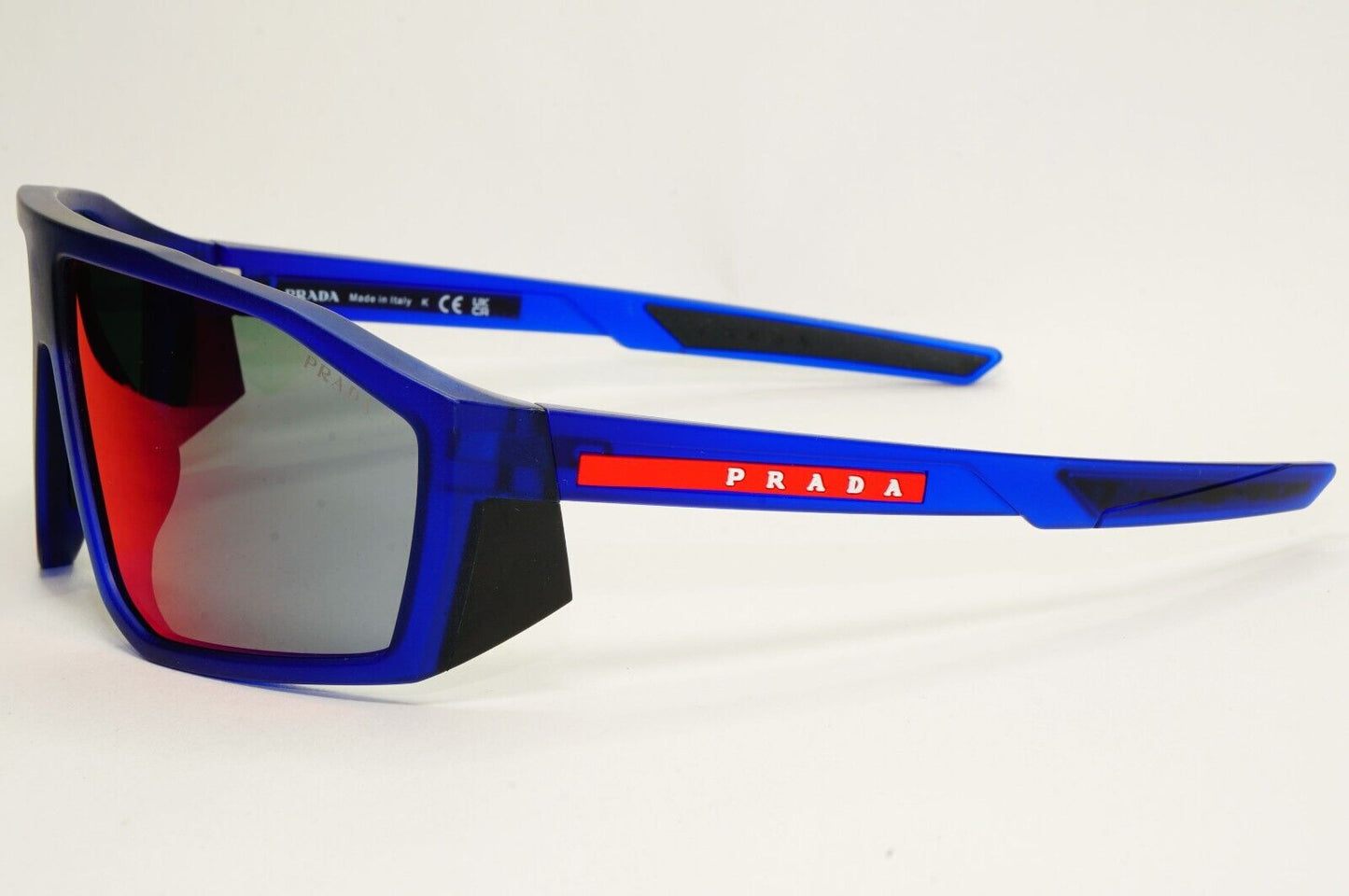 Prada Sunglasses Blue Wrap Mirror Red Grey Transparent PS08WS SPS 08W 10C-08F