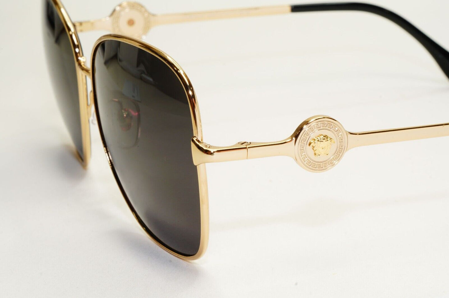 Versace Sunglasses Gold Black Medusa Square Metal MOD VE 1289 1002 57mm