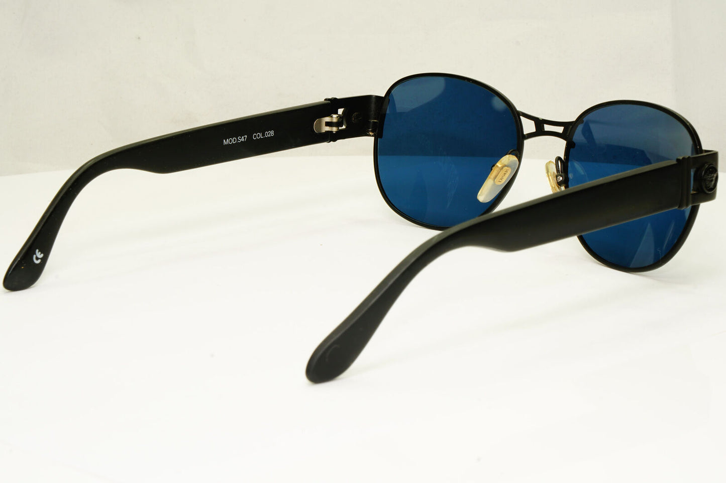 Gianni Versace 1996 Vintage Mens Black Blue Metal Sunglasses MOD S47 COL 028