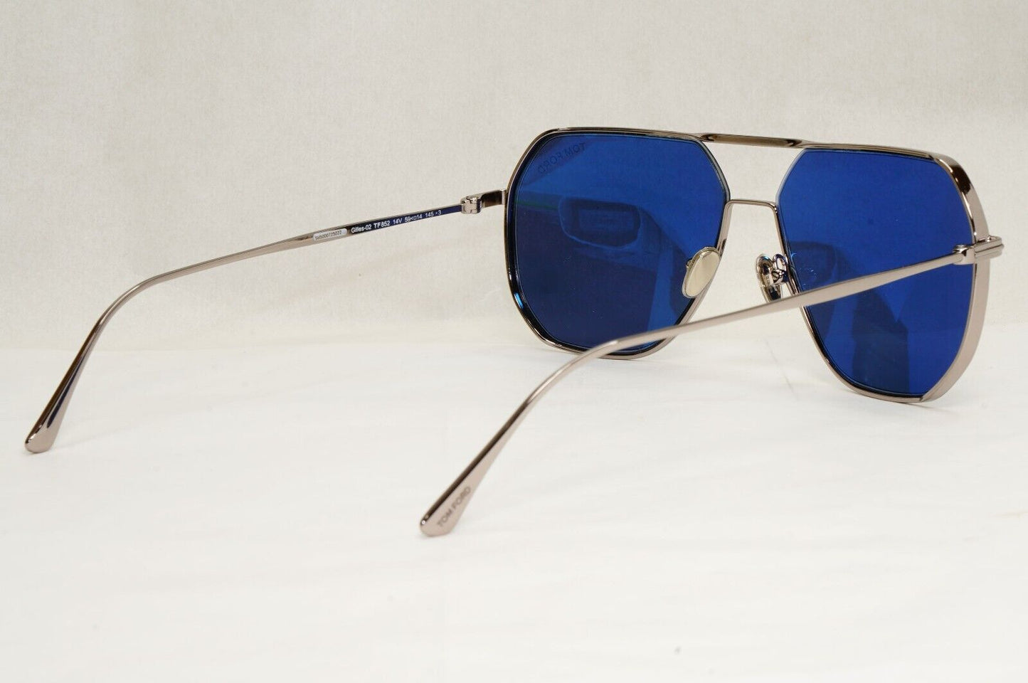 Tom Ford Sunglasses Gilles-02 Silver Dark Blue Metal Pilot TF 852 14V 59mm