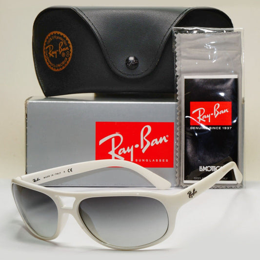 Ray-Ban Sunglasses Vintage 2003 White Grey Gradient Wrap Pilot RB 4124 671/8G