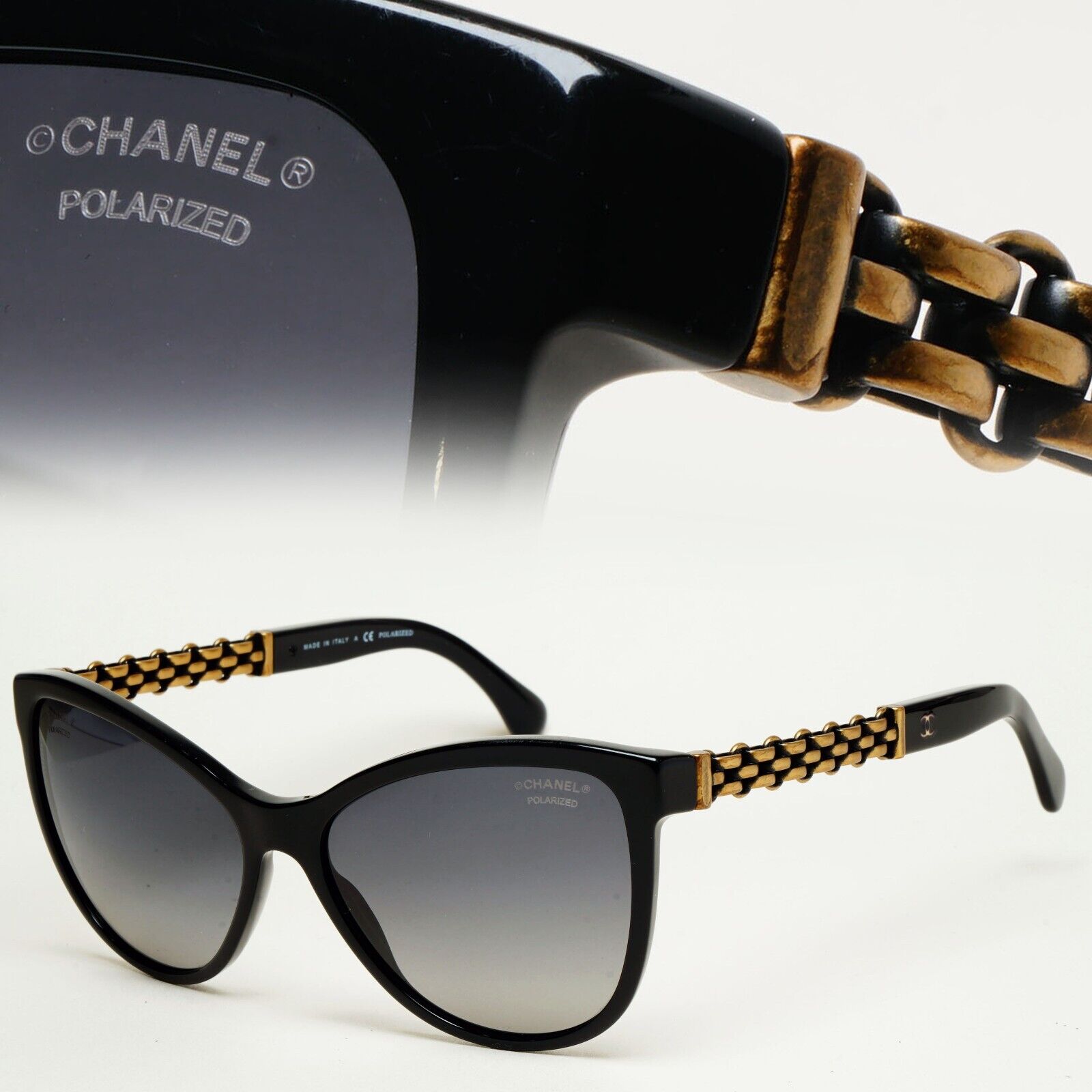 Chanel Sunglasses Polarized Black Chain Bronze Square 5326 c.501/S8 58mm 241124