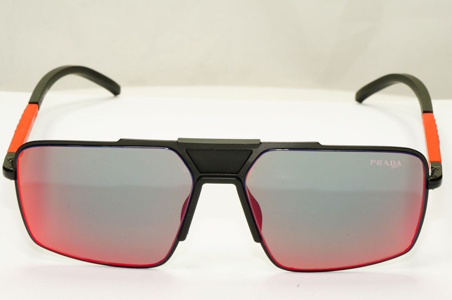 Prada Black Sunglasses Red Grey Mirror Square Chameleon Tint SPS 52X 1BO-01M [A]