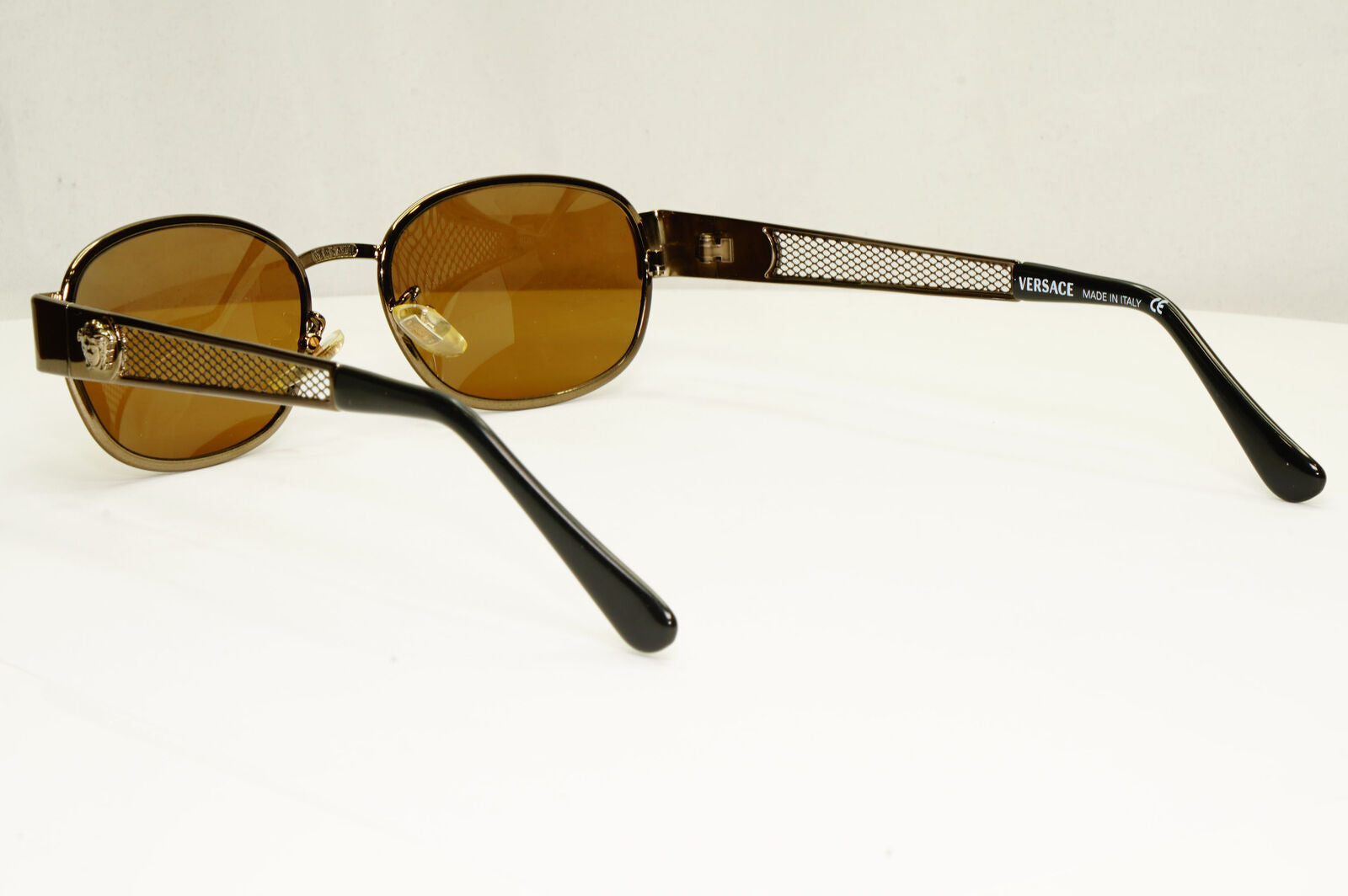 Gianni Versace 1996 Vintage Copper Brown Medusa Mesh Sunglasses MOD X23 COL 62M