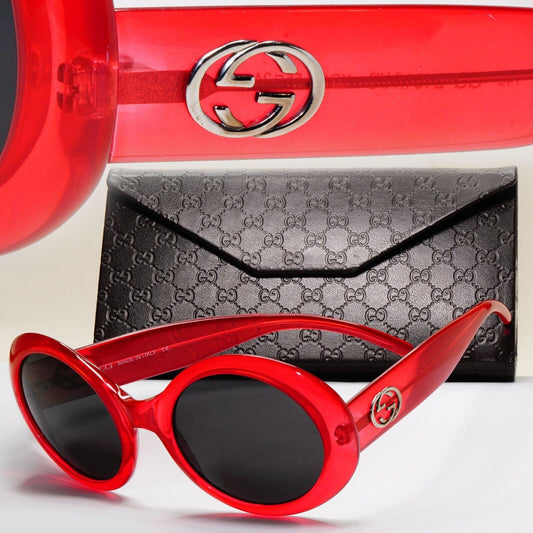 Gucci Sunglasses 1996 Vintage Red Black Round Large GG 2401/N/S XD6 291024