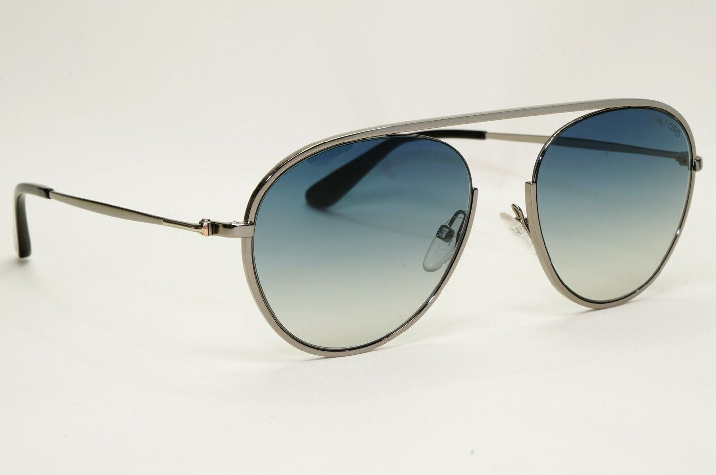 Tom Ford Sunglasses Keith-02 Shiny Gunmetal Blue Pilot FT0599 TF 599 08W 55mm