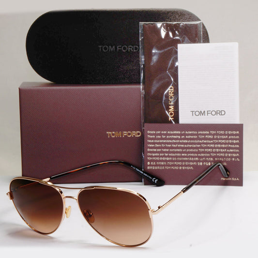 Tom Ford Sunglasses Clark Gold Pilot Metal Brown Gradient FT0823 TF 823 28F