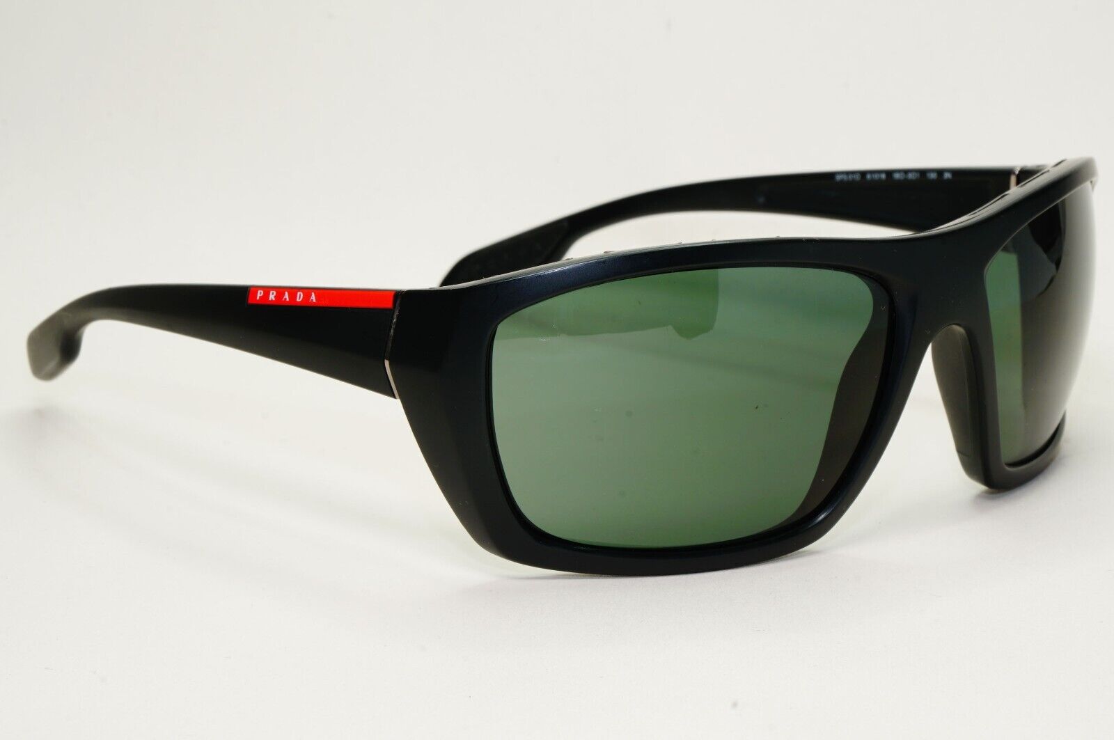 Prada Sunglasses 2008 Vintage Wrap Black Green PS01OS SPS 01O 1BO-3O1 120824