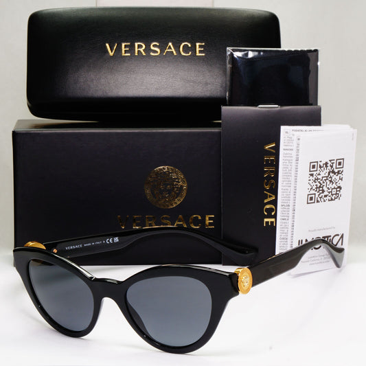 Versace Sunglasses Black Gold Cat Eye Medusa MOD VE 4435 GB1/87 52mm