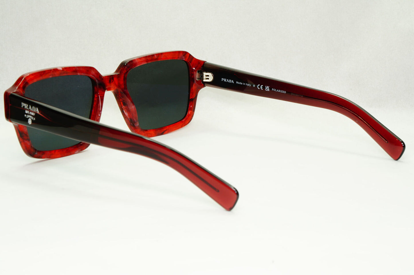 Prada Glass Lens Sunglasses Polarized Red Etruscan Stone Marble SPR 02Z 15F-08G