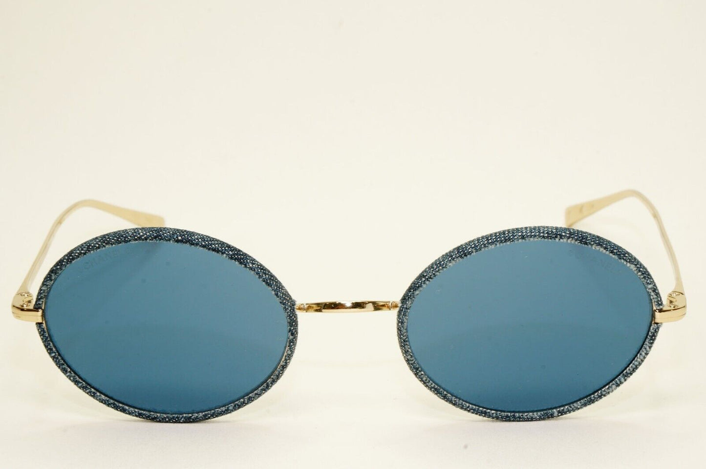 Chanel Sunglasses Denim Oval Dark Blue Gold Metal 4248-J c.395/80 50mm