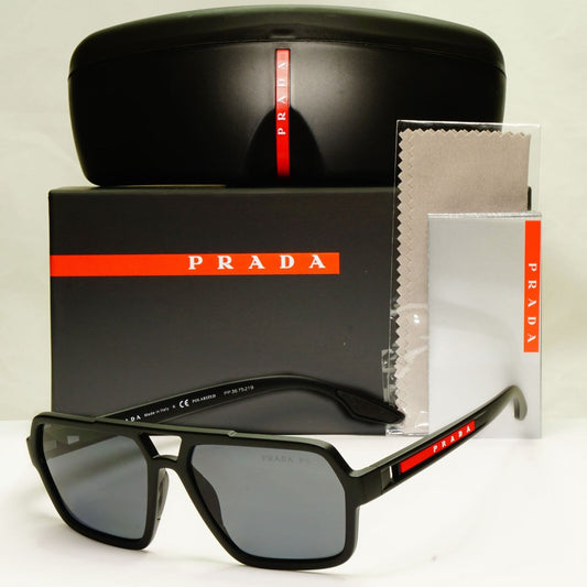 Prada Black Polarised Sunglasses Square Mens Designer SPS 01X PS01XS DG0-02G