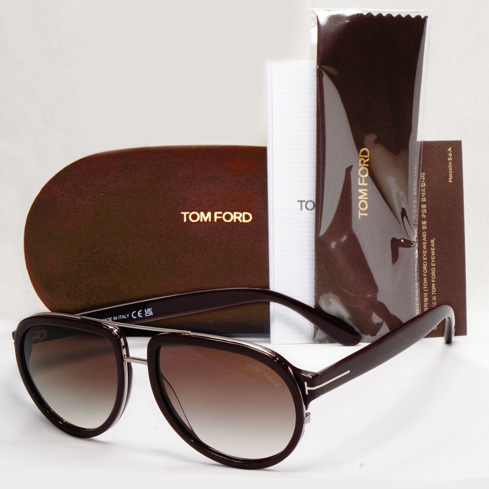 Tom Ford Sunglasses Brown Geoffrey Pilot Gradient FT0779 TF 779 48B 58mm