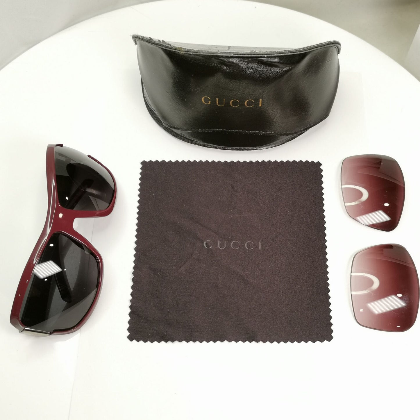 Gucci 2005 Monogram Sunglasses Burgundy Deep Red Black Vintage GG 1546/S BPAMD