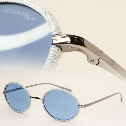 Chanel Sunglasses Denim Oval Silver Blue Metal 4248-J c.108/72 50mm