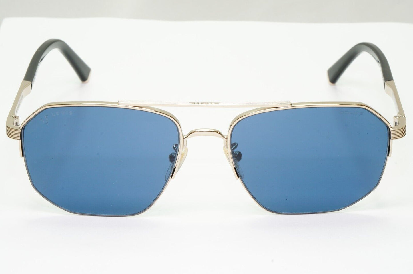 Police Lewis Hamilton F1 Sunglasses Gold Blue Square Metal SPL A25 COL 0594