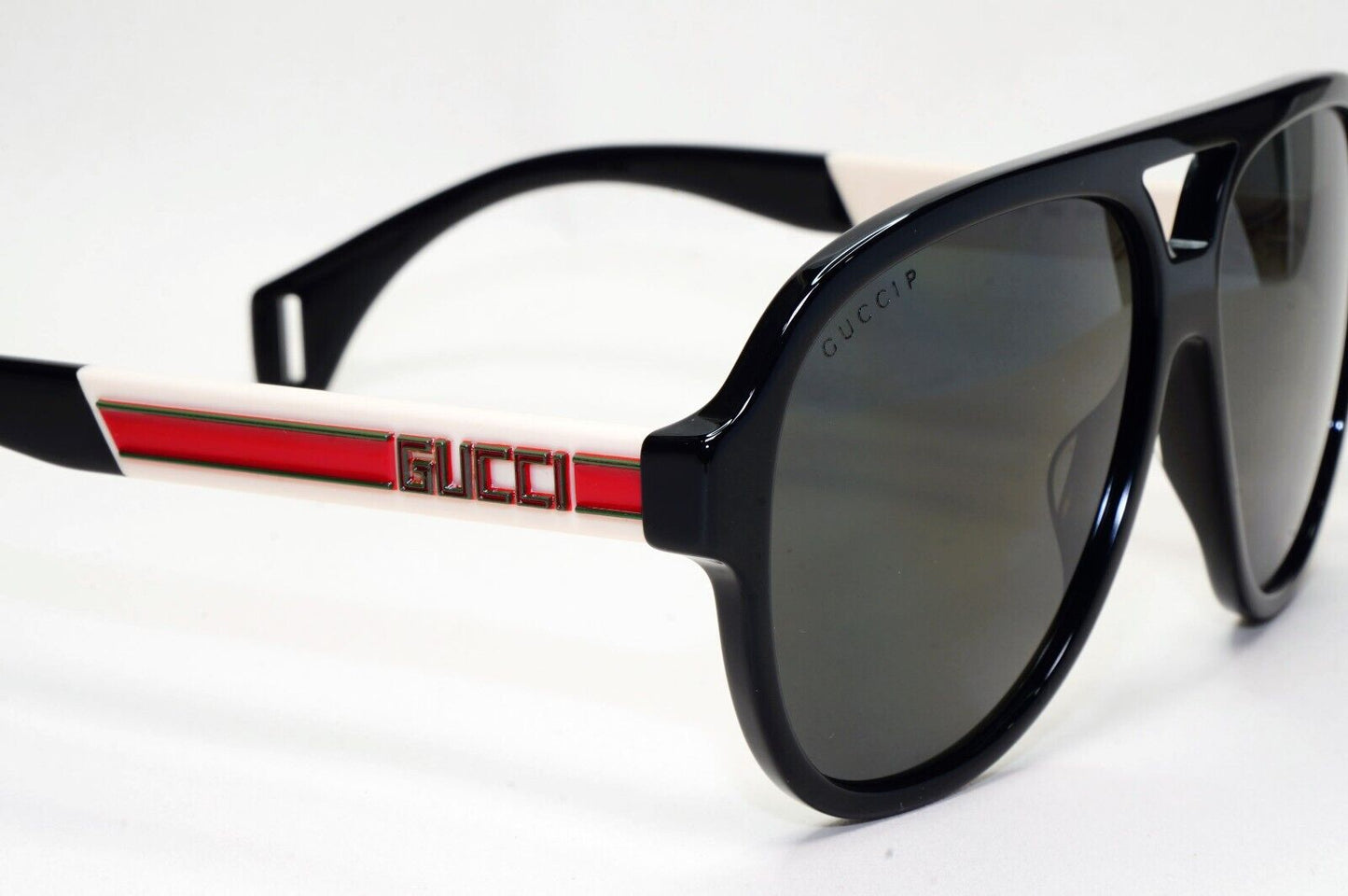 Gucci Sunglasses 2019 Black Polarised Pilot White Red GG 0463S 002 58mm 141024