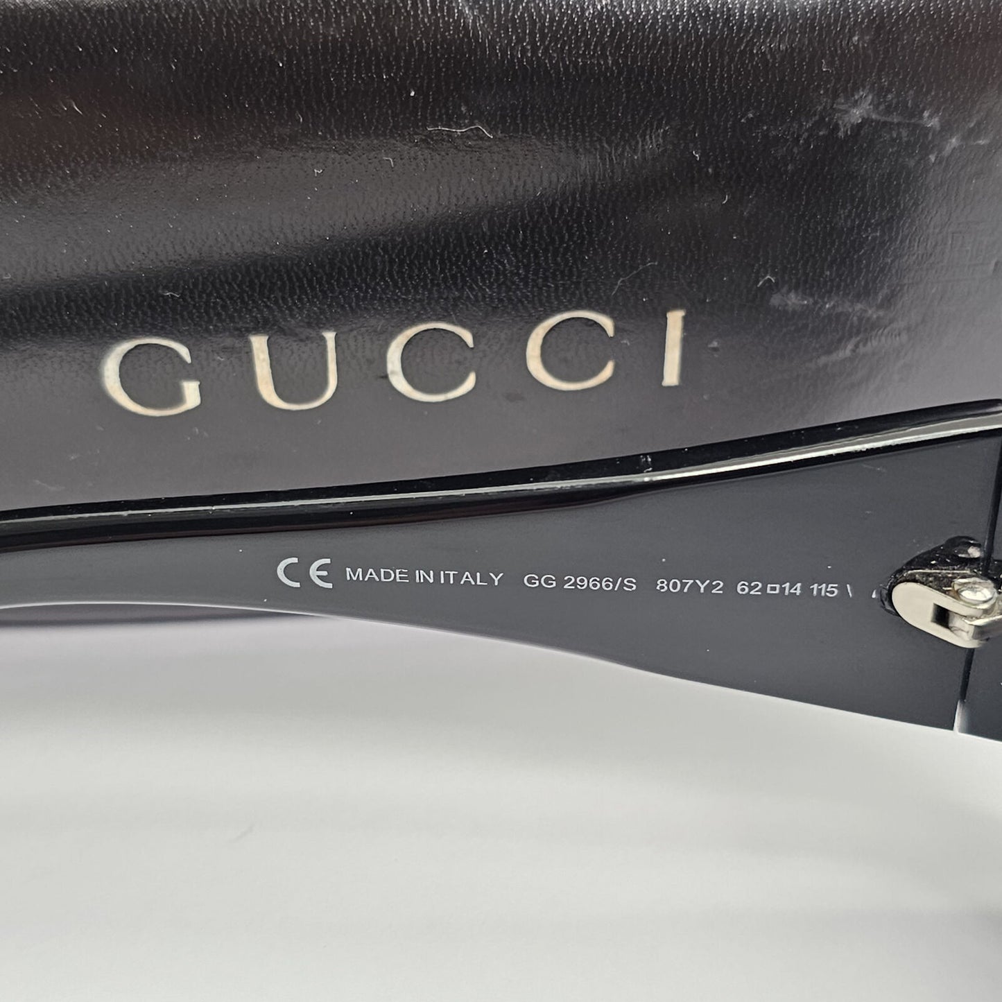 Gucci Sunglasses 2007 Vintag Black Silver Square Glossy GG 2966/S 807Y2 190224